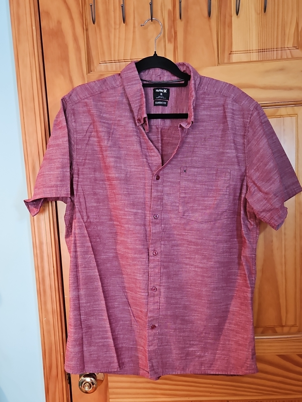 Hurley Men’s Short-Sleeve Button-Up Shirt - Red Heather